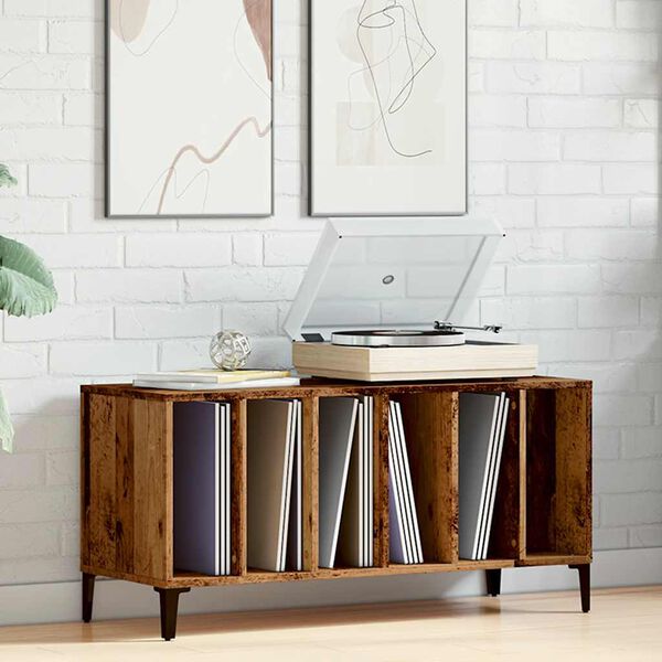 vidaXL Mobile Porta Dischi Legno Antico 100x38x48 cm Legno Multistrato