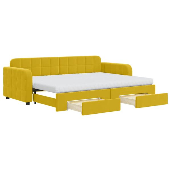 vidaXL Divano Letto Estraibile con Cassetti Giallo 80x200cm in Velluto