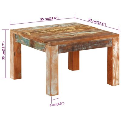 vidaXL Tavolino da Salotto 55x55x35 cm in Legno Massello di Recupero