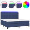 vidaXL Letto a Molle Materasso e LED Blu 200x200cm in Tessuto