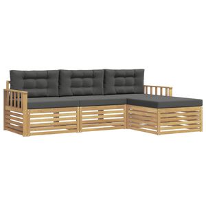 vidaXL Set di divani da esterno 4 pz Bianco e Antracite Poliestere