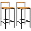 vidaXL Sgabelli da Bar 2pz Neri Polyrattan e Legno Massello di Acacia