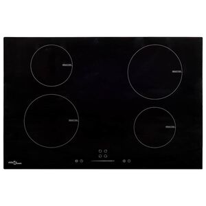 vidaXL Piano Cottura Induzione 4 Zone Controlli Touch Vetro 77cm 7000W