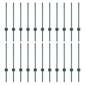 vidaXL Palo della recinzione 22 pcs Verde 100 cm Acciaio