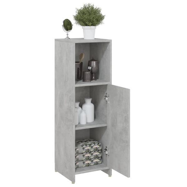 vidaXL Mobile da Bagno Grigio Cemento 30x30x95 cm in Legno Multistrato