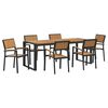 vidaXL Set da Pranzo per Giardino 7 pz Nero Legno di Acacia Massello