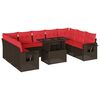 vidaXL Set Divani da Giardino 10 pz con Cuscini Marrone in Polyrattan