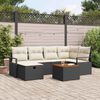 vidaXL Set Divano da Giardino con cuscino 7 pcs Nero Poly Rattan