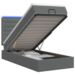 vidaXL Letto Ottomano con Materasso e LED Grigio Scuro 100 x 200 cm