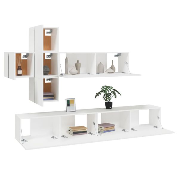 vidaXL Set di Mobili Porta TV 7 pz Bianco in Legno Multistrato