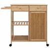 vidaXL Carrello da Cucina con Ruote Naturale 90,5 x 36 x 86,5 cm Bamb&ugrave;