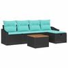 vidaXL Set Divano da Giardino 6 pz Nero polyrattan