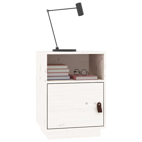 vidaXL Comodino Bianco 40x34x55 cm in Legno Massello di Pino