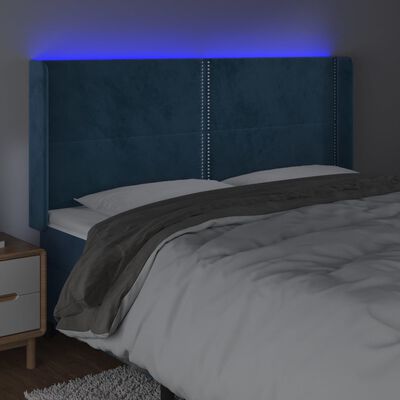 vidaXL Testiera a LED Blu Scuro 183x16x118/128 cm in Velluto