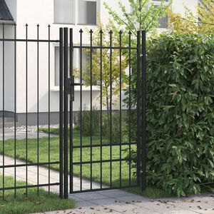 vidaXL Cancello per recinzione BOXTEL porta singola con punta in acciaio 1x1,75 m Nero