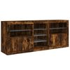 vidaXL Credenza con Luci LED Rovere Fumo 181,5x37x67 cm