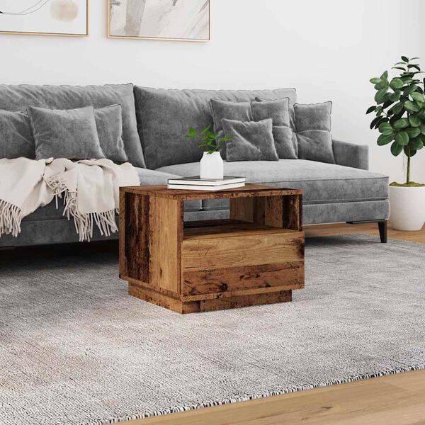 vidaXL Tavolino da Salotto con Luci LED Legno Antico 50x49x40 cm