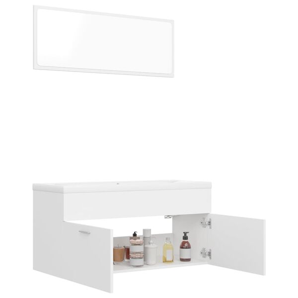 vidaXL Set Mobili da Bagno Bianco in Truciolato