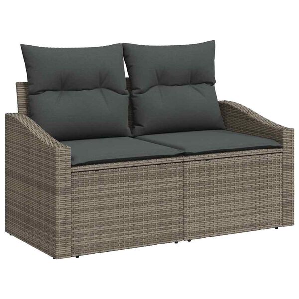 vidaXL Divano da giardino con cuscino 123 x 62 x 69 cm polyrattan