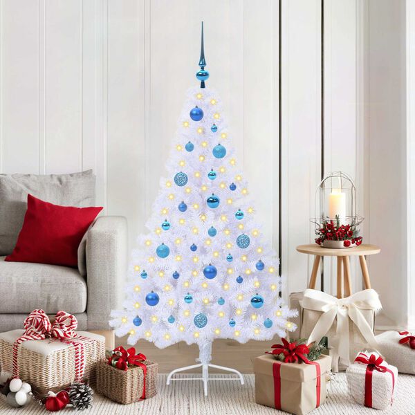 vidaXL Albero di Natale artificiale Bianco 150 cm PVC e Acciaio