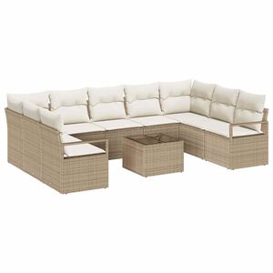 vidaXL Set Divano da Giardino 10 pz Beige e Crema polyrattan