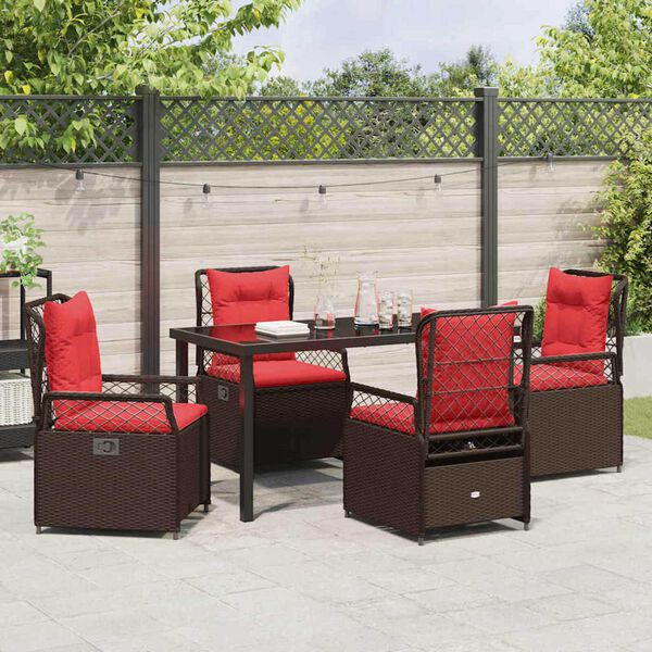 vidaXL Set da Pranzo per Giardino 5 pcs Marrone polyrattan