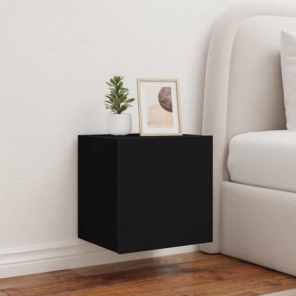 vidaXL Mobile TV a Parete con Luci LED Nero 40,5x35x40 cm