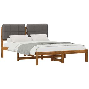 vidaXL Letto con Testiera Rivestita Naturale e Grigio Chiaro