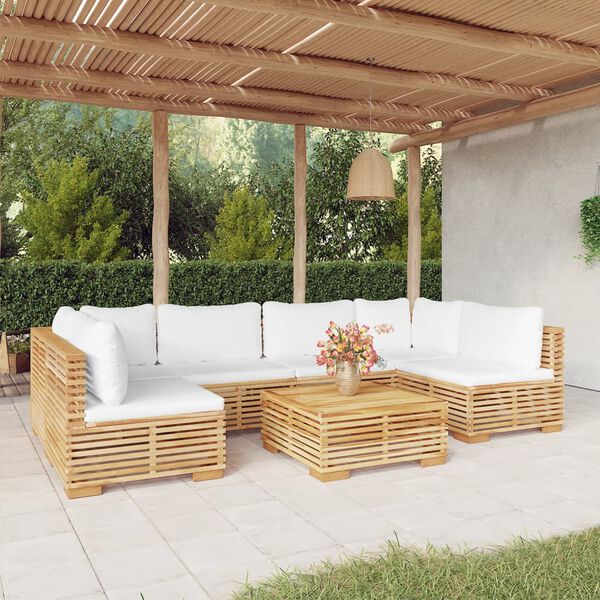 vidaXL Set Divani da Giardino 7 pz con Cuscini Legno Massello di Teak