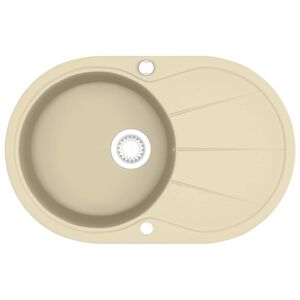 vidaXL Lavello da Cucina in Granito Vasca Singola Ovale Beige