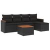 vidaXL Set Divano da Giardino 6 pz con Cuscini Nero in Polyrattan