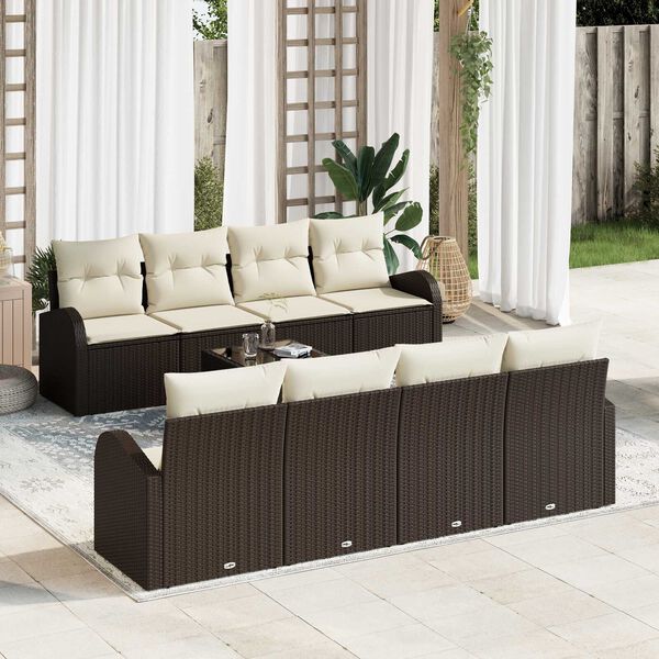 vidaXL Set Divano da Giardino Marrone 55 x 55 x 37 cm polyrattan
