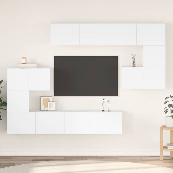 vidaXL Set Mobili Porta TV 8 pz Bianco in Legno Multistrato