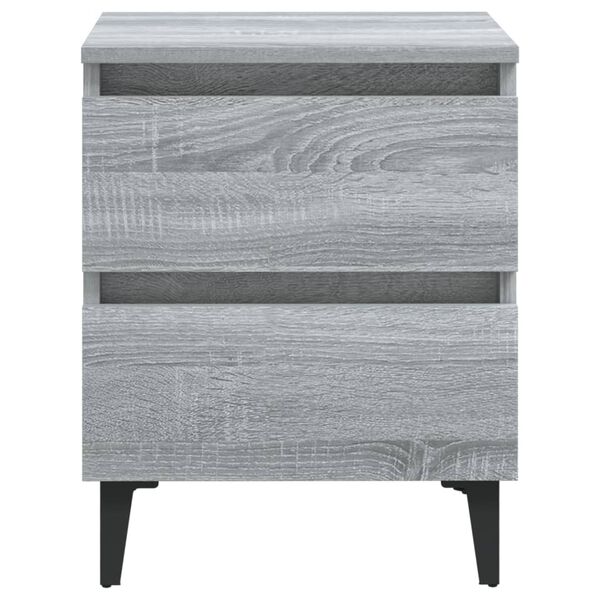 vidaXL Comodini con Gambe in Metallo 2 pz Grigio Sonoma 40x35x50 cm