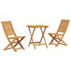 vidaXL Set Bistro Pieghevole 3 pz Marrone Legno di Acacia Massello