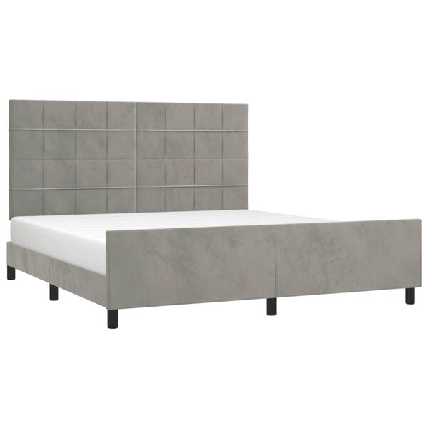 vidaXL Giroletto senza Materasso Grigio Chiaro 160x200 cm Velluto