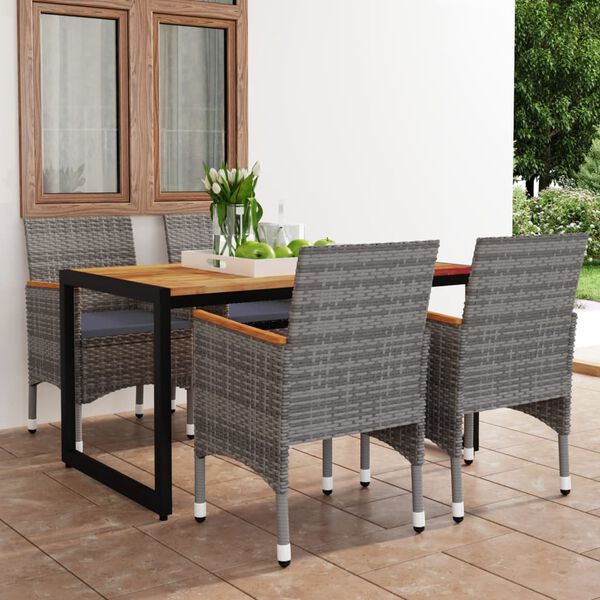 vidaXL Set Mobili da Pranzo per Giardino 5 pz Grigio