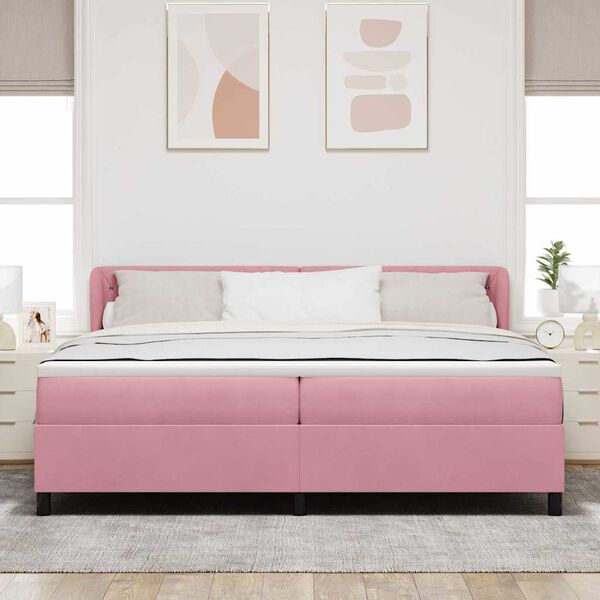 vidaXL Letto a molle con materasso Rosa 200 x 200 cm Velluto