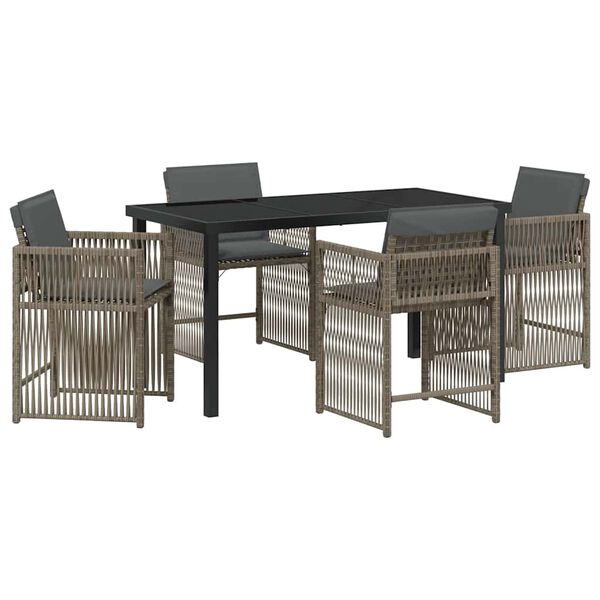 vidaXL Set da Pranzo per Giardino 5 pcs Grigio polyrattan