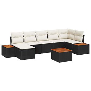 vidaXL Set Divano da Giardino 8 pcs Nero e Crema Polyrattan