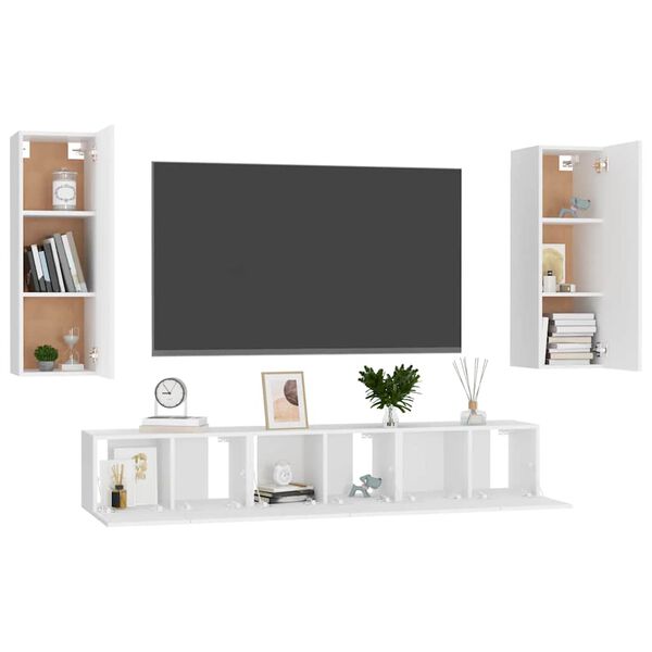 vidaXL Set Mobili Porta TV 5 pz Bianco in Legno Multistrato
