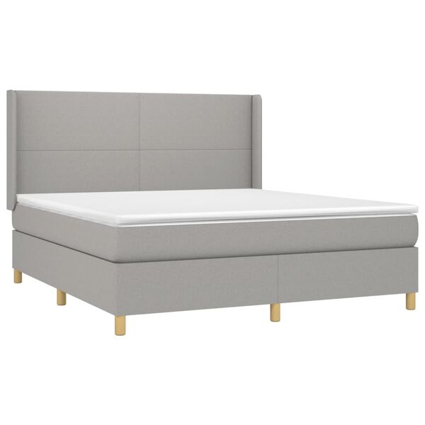 vidaXL Letto a Molle Materasso e LED Grigio Chiaro 180x200 cm Tessuto