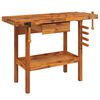 vidaXL Banco da lavoro con cassetto e morse 124x52x83 cm in legno massello di acacia