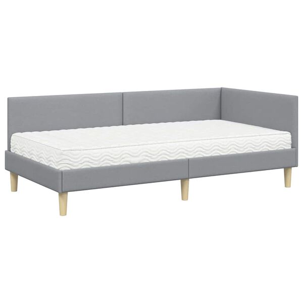 vidaXL Struttura Letto Angolare con Materasso 2 pcs Grigio chiaro