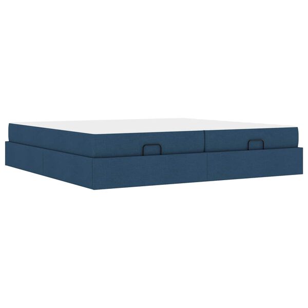 vidaXL Struttura letto con materasso con materasso 2 pcs Blu Tessuto