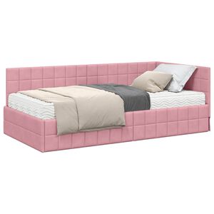vidaXL Struttura Letto Angolare con Materasso 2 pz Rosa 90 x 190 cm