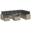 vidaXL Set Divano da Giardino 9pz con Cuscini Grigio Chiaro Polyrattan