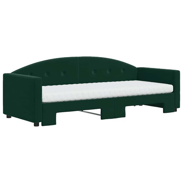 vidaXL Divano Letto Estraibile Materassi Verde Scuro 80x200 Velluto