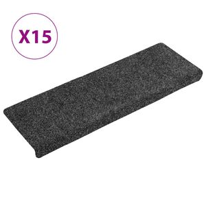 vidaXL Tappetini per scale autoadesivi 15 pz 65x21x4 cm Grigio Scuro bordo rettangolare