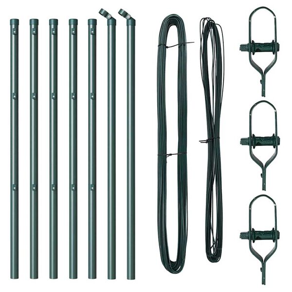 vidaXL Palo della recinzione 7 pcs Verde Acciaio